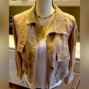 Anthropologie Hei Hei linen cropped camo jacket